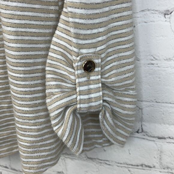 Chico’s Striped Shirt with Silver Sparkle Stripe Size Medium - Picture 2 of 5